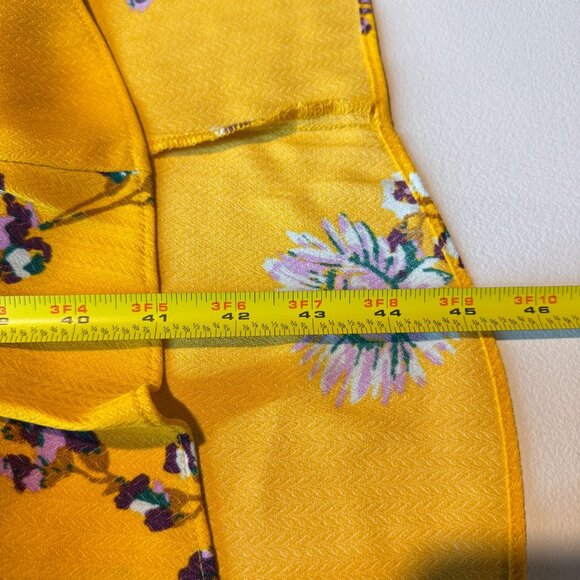 Free People Women S Lost In You Floral Midi Dress Golden Yellow V Neck Ruffle - Picture 9 of 10